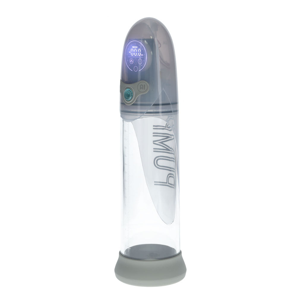 PUMPED Aqua-Pro Auto Pump - Grey - Grey/Clear USB Rechargeable AI-Enabled Submersible Auto Penis Pump - PMP053GRY