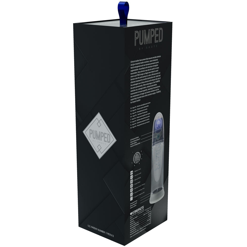 PUMPED Aqua-Pro Auto Pump - Grey - Grey/Clear USB Rechargeable AI-Enabled Submersible Auto Penis Pump - PMP053GRY