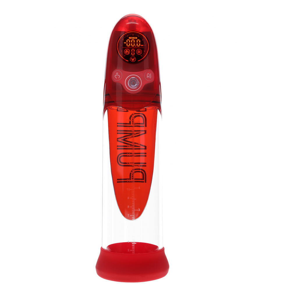 PUMPED Aqua-Pro Auto Pump - Red - Red/Clear USB Rechargeable AI-Enabled Submersible Auto Penis Pump - PMP053RED