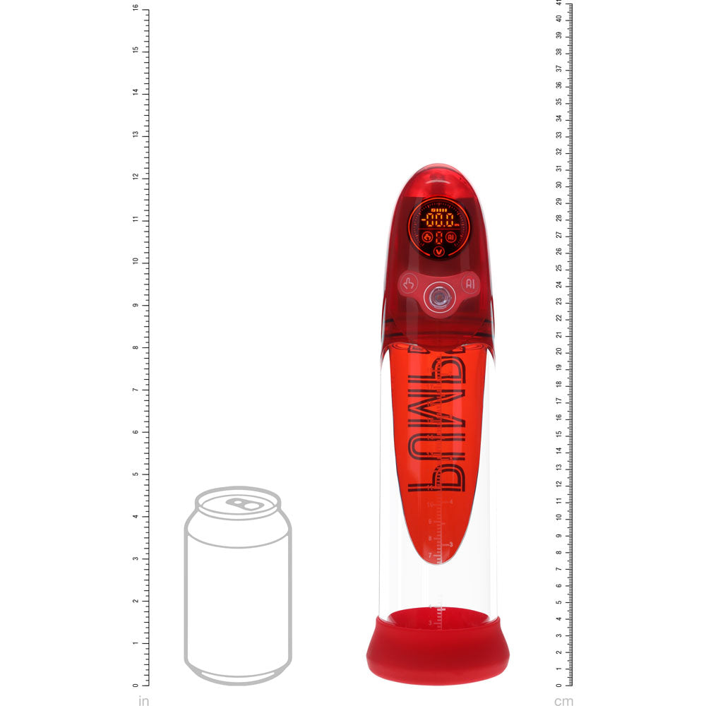 PUMPED Aqua-Pro Auto Pump - Red - Red/Clear USB Rechargeable AI-Enabled Submersible Auto Penis Pump - PMP053RED