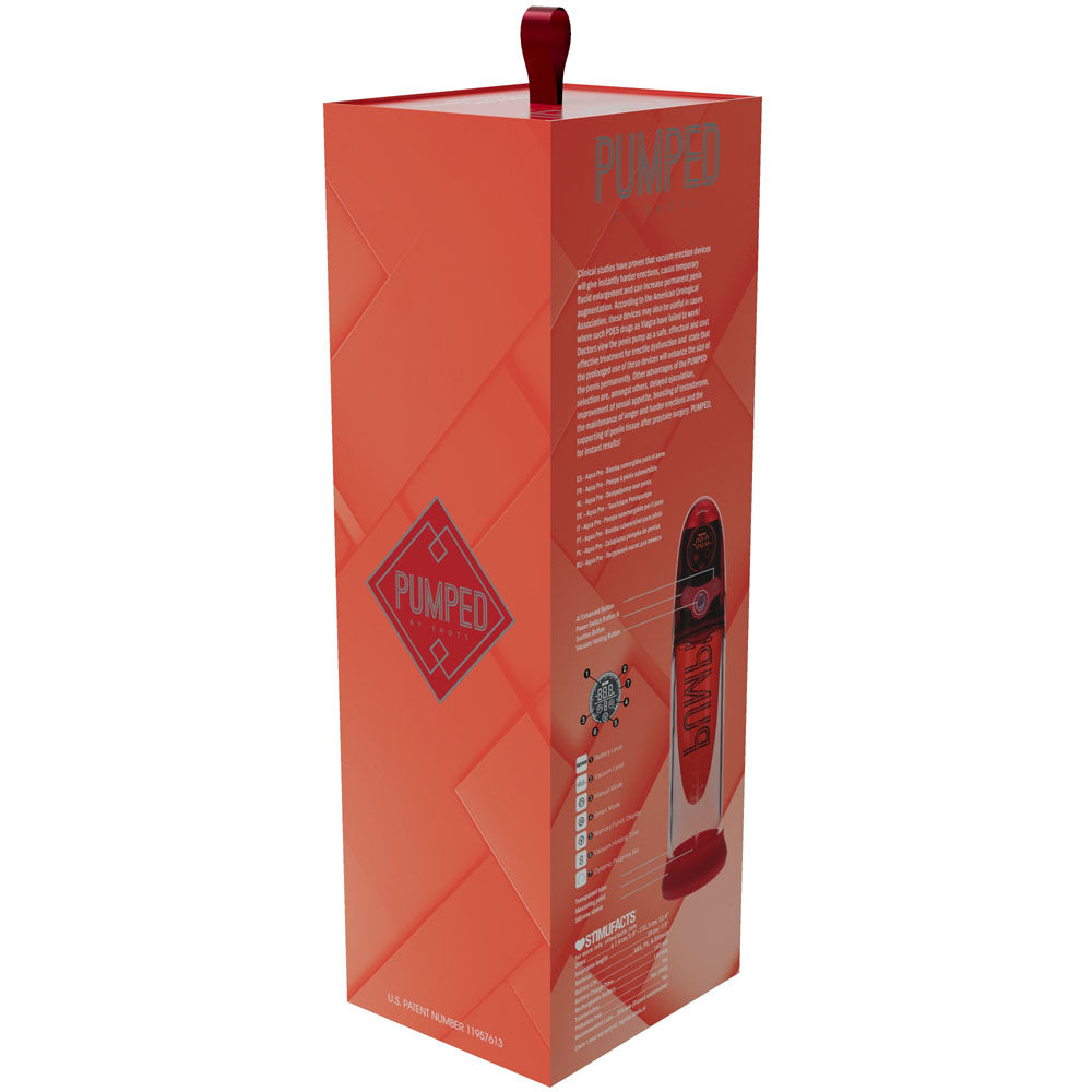 PUMPED Aqua-Pro Auto Pump - Red - Red/Clear USB Rechargeable AI-Enabled Submersible Auto Penis Pump - PMP053RED