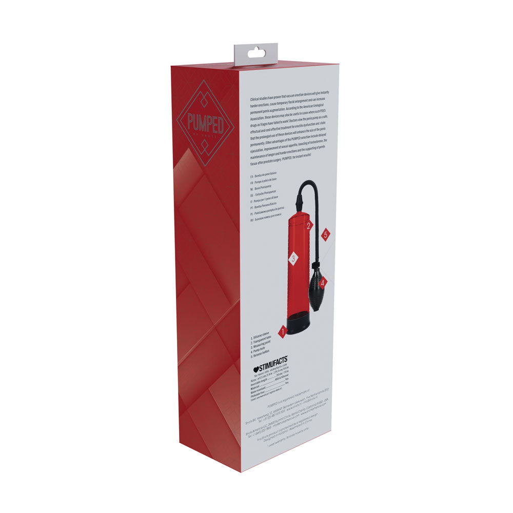 PUMPED Basic Pump 1 - Red - Red Penis Pump - PMP054RED