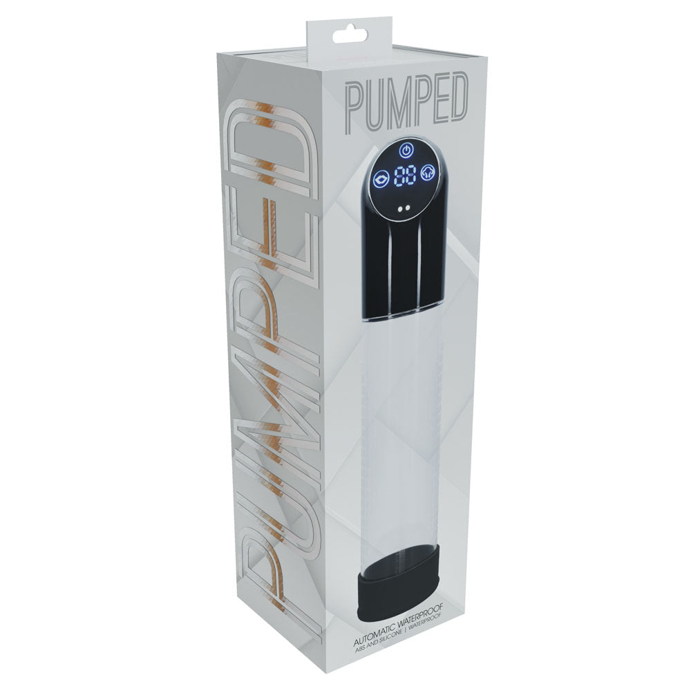 PUMPED Automatic Waterproof Pump - Black - Black/Clear USB Rechargeable Automatic Penis Pump - PMP056BLK