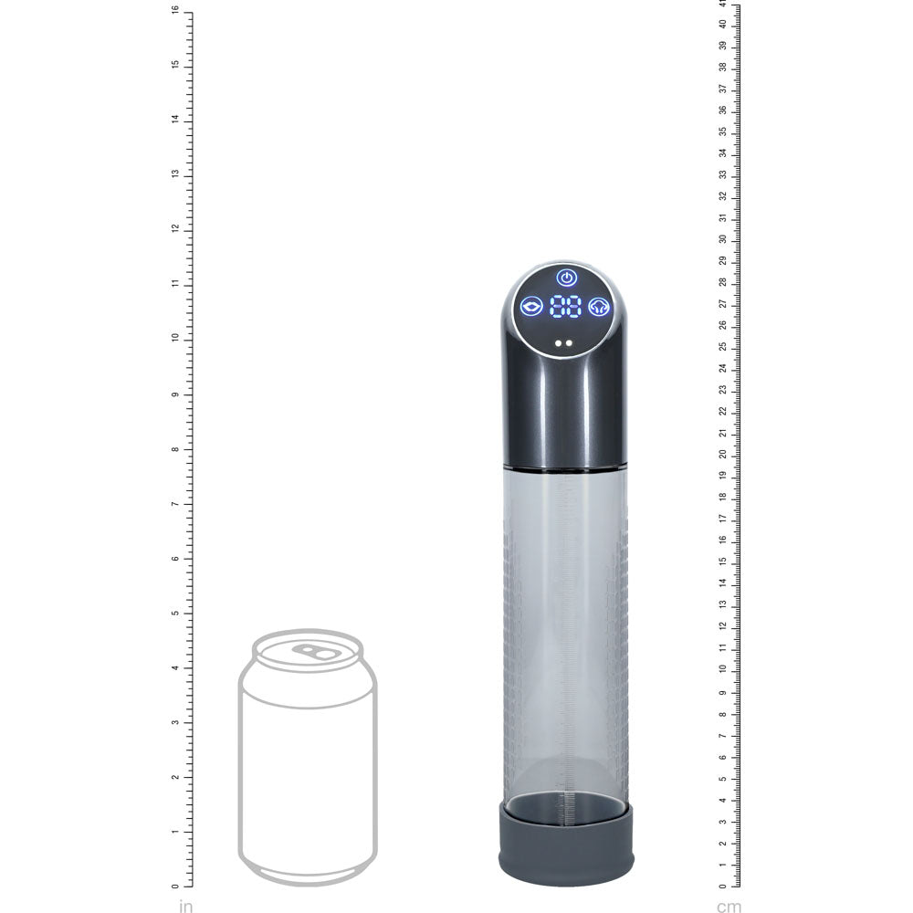PUMPED Automatic Waterproof Pump - Gun Metal - Gunmetal/Clear USB Rechargeable Automatic Penis Pump - PMP056GUN