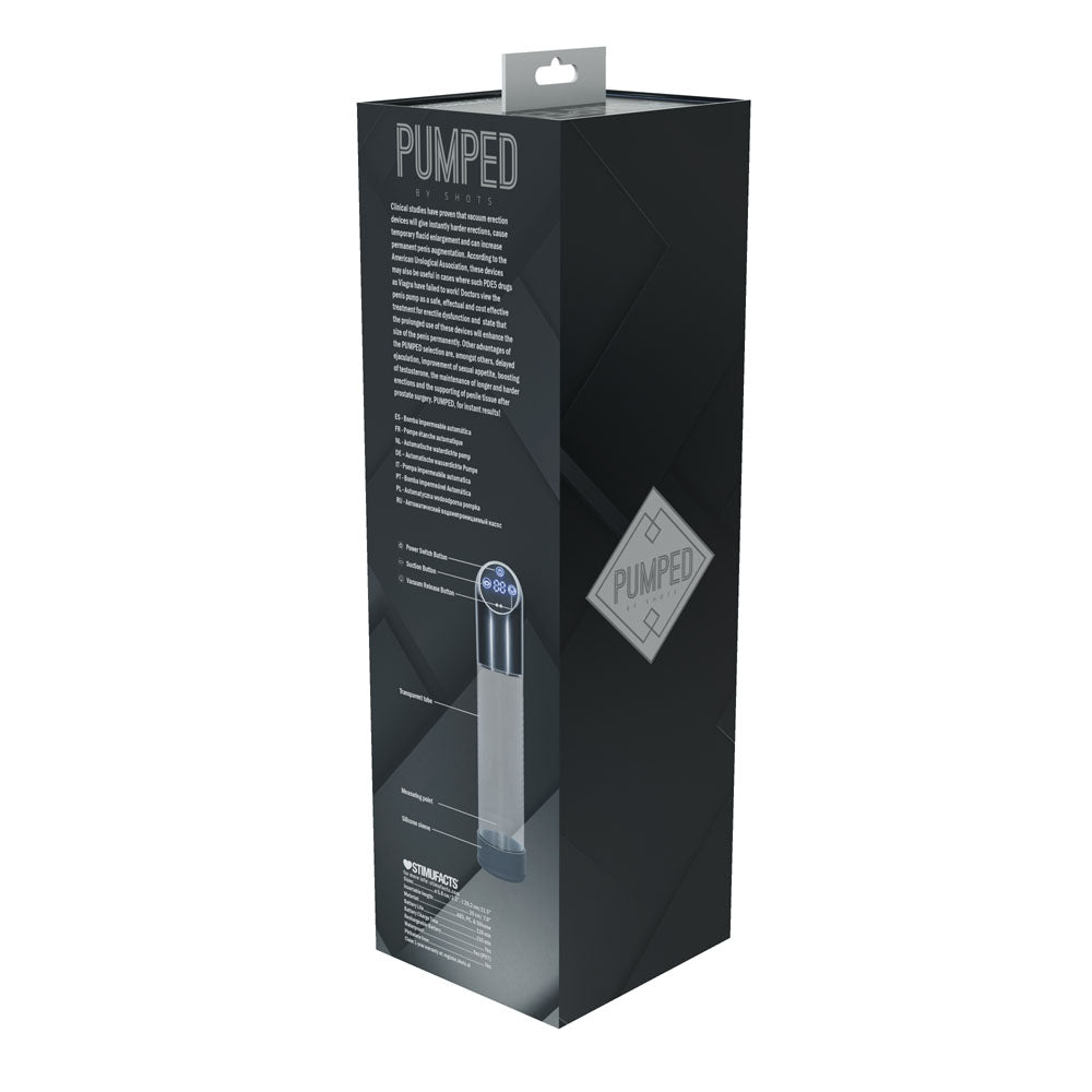 PUMPED Automatic Waterproof Pump - Gun Metal - Gunmetal/Clear USB Rechargeable Automatic Penis Pump - PMP056GUN
