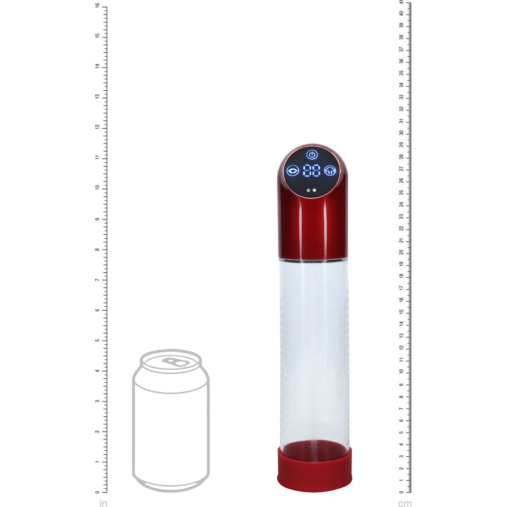 PUMPED Automatic Waterproof Pump - Metal Red - Red/Clear USB Rechargeable Automatic Penis Pump - PMP056MRD