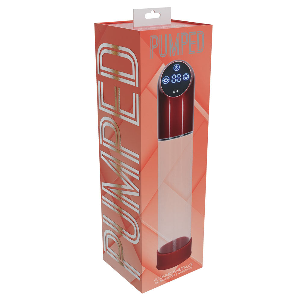 PUMPED Automatic Waterproof Pump - Metal Red - Red/Clear USB Rechargeable Automatic Penis Pump - PMP056MRD