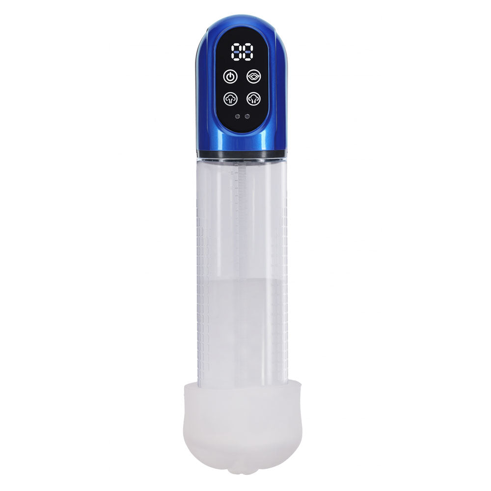 PUMPED Engage Automatic Penis Pump - Blue - Metallic Blue USB Rechargeable Auto Penis Pump - PMP058MBL