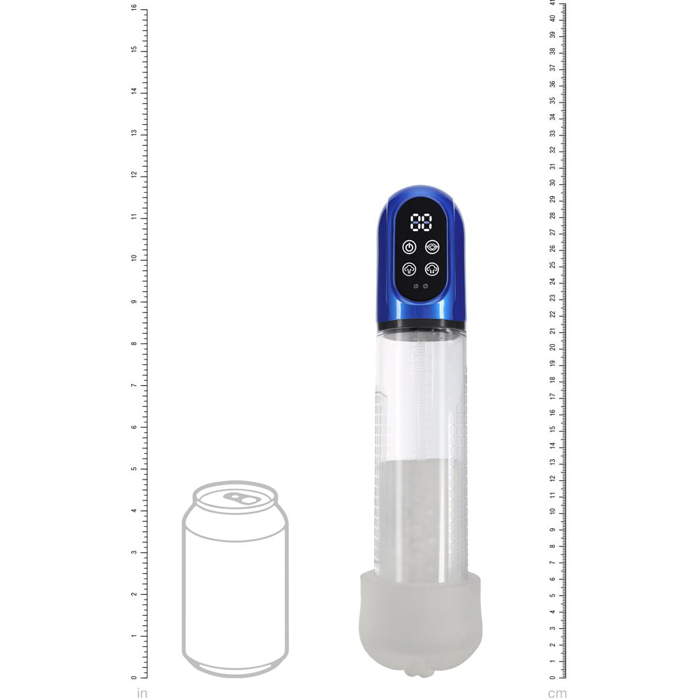 PUMPED Engage Automatic Penis Pump - Blue - Metallic Blue USB Rechargeable Auto Penis Pump - PMP058MBL