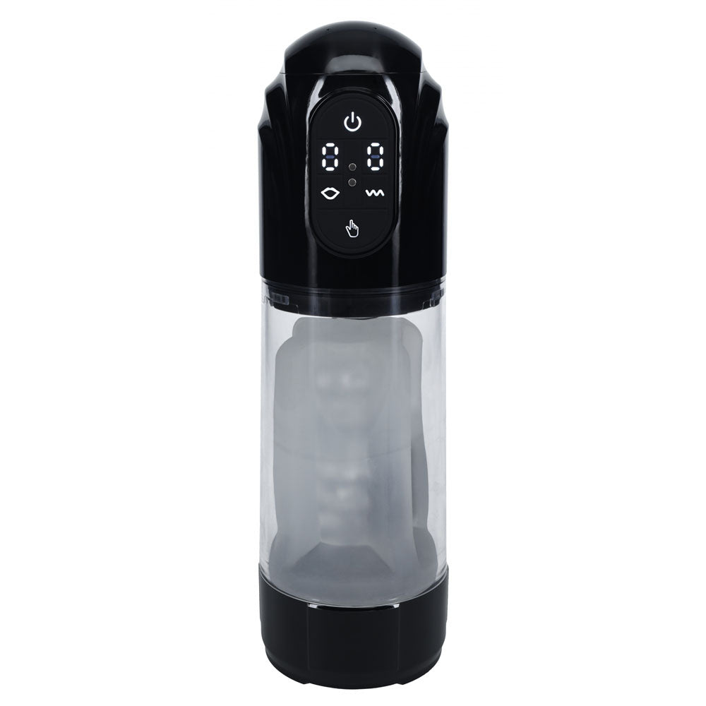 PUMPED TechnoThrust Auto Masturbator - Black/Clear USB Rechargeable Auto Maturbator - PMP061BLK