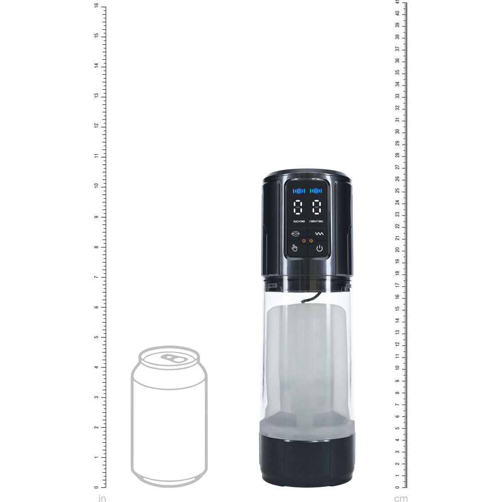 PUMPED UltraLift Automatic Masturbator - Gunmetal Grey/Clear USB Rechargeable Auto Masturbator - PMP062GUN