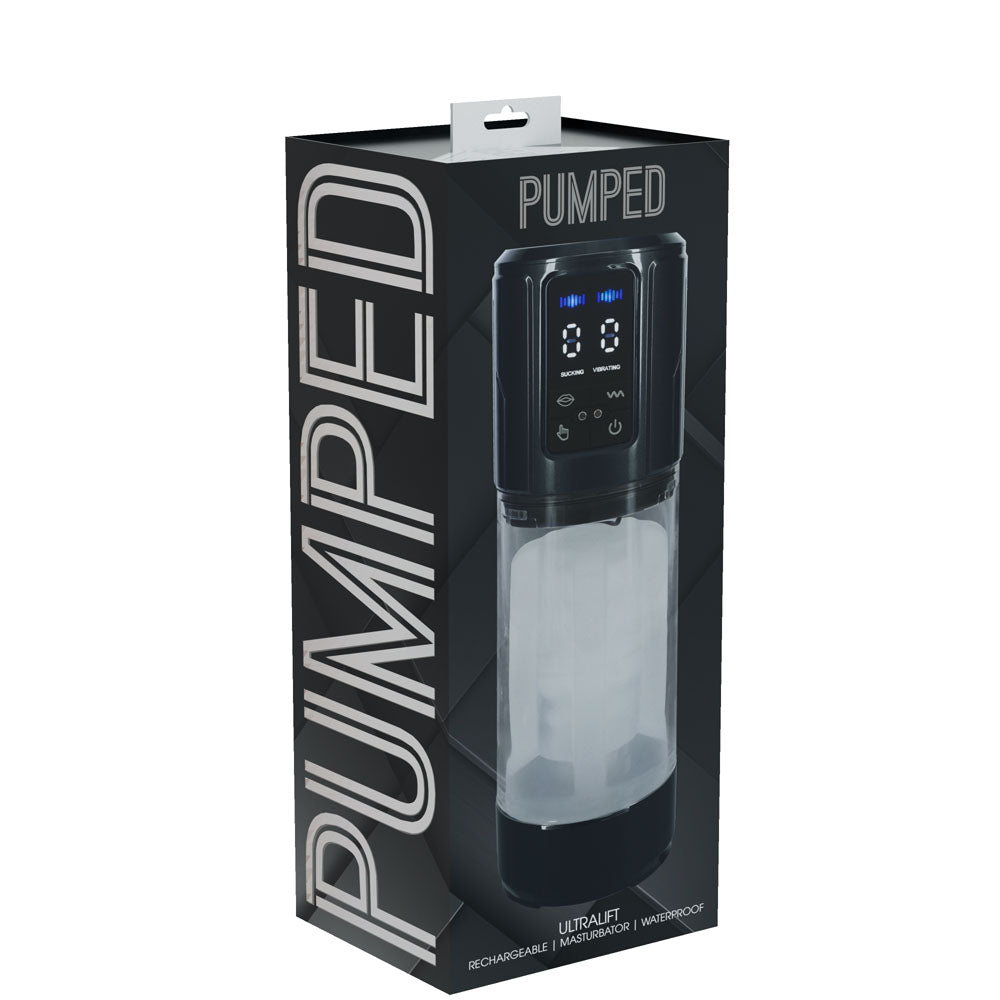 PUMPED UltraLift Automatic Masturbator - Gunmetal Grey/Clear USB Rechargeable Auto Masturbator - PMP062GUN