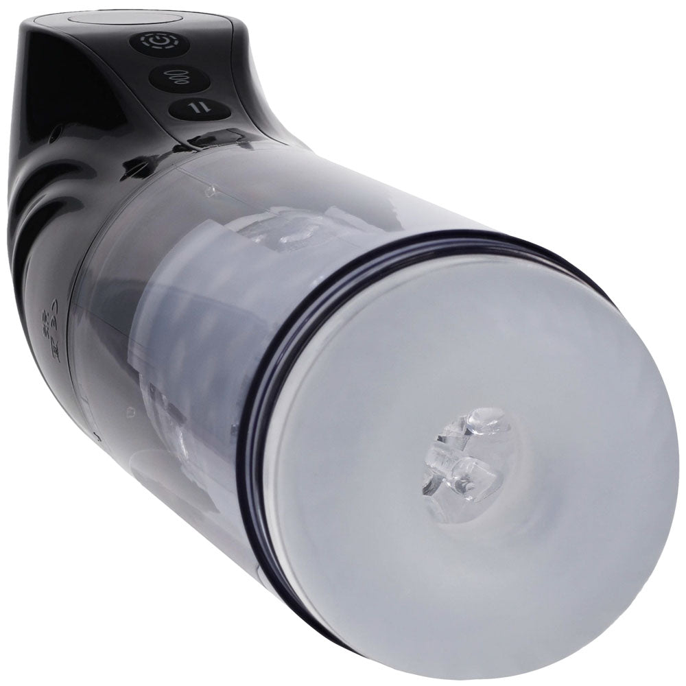 PUMPED Strokemate - Black/Clear USB Rechargeable Sucking Rotating and Thrusting Auto Masturbator - PMP063BLK