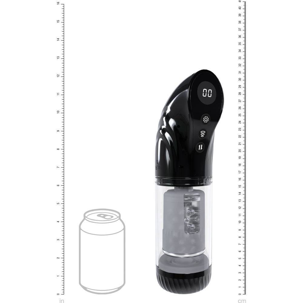 PUMPED Strokemate - Black/Clear USB Rechargeable Sucking Rotating and Thrusting Auto Masturbator - PMP063BLK