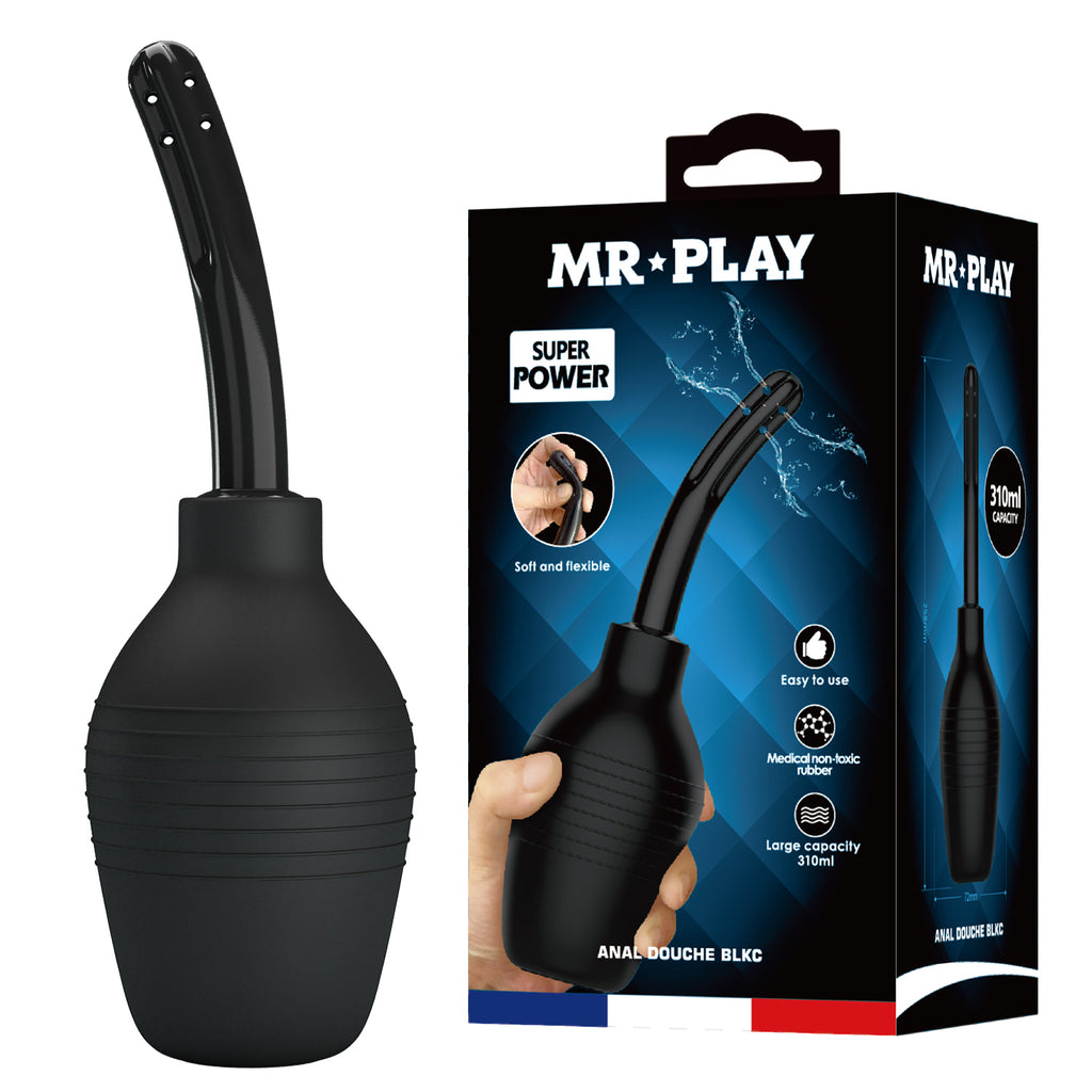 MR PLAY Anal Douche - Black - Black Unisex Douche - 310 ml Capacity - QX-003-MR-1