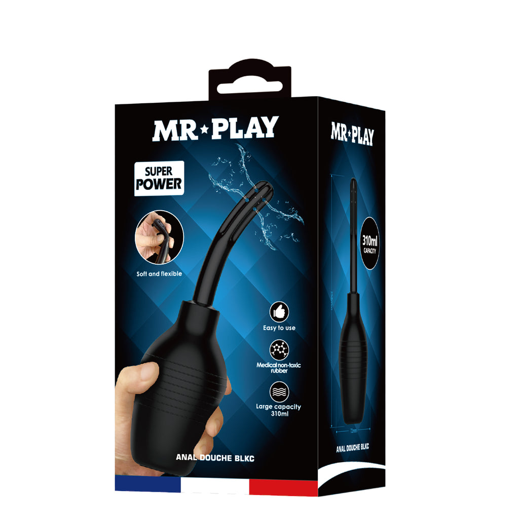 MR PLAY Anal Douche - Black - Black Unisex Douche - 310 ml Capacity - QX-003-MR-1