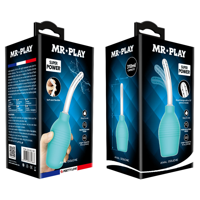 MR PLAY Anal Douche - Aqua/White Unisex Douche - 310 ml Capacity - QX-003-MR