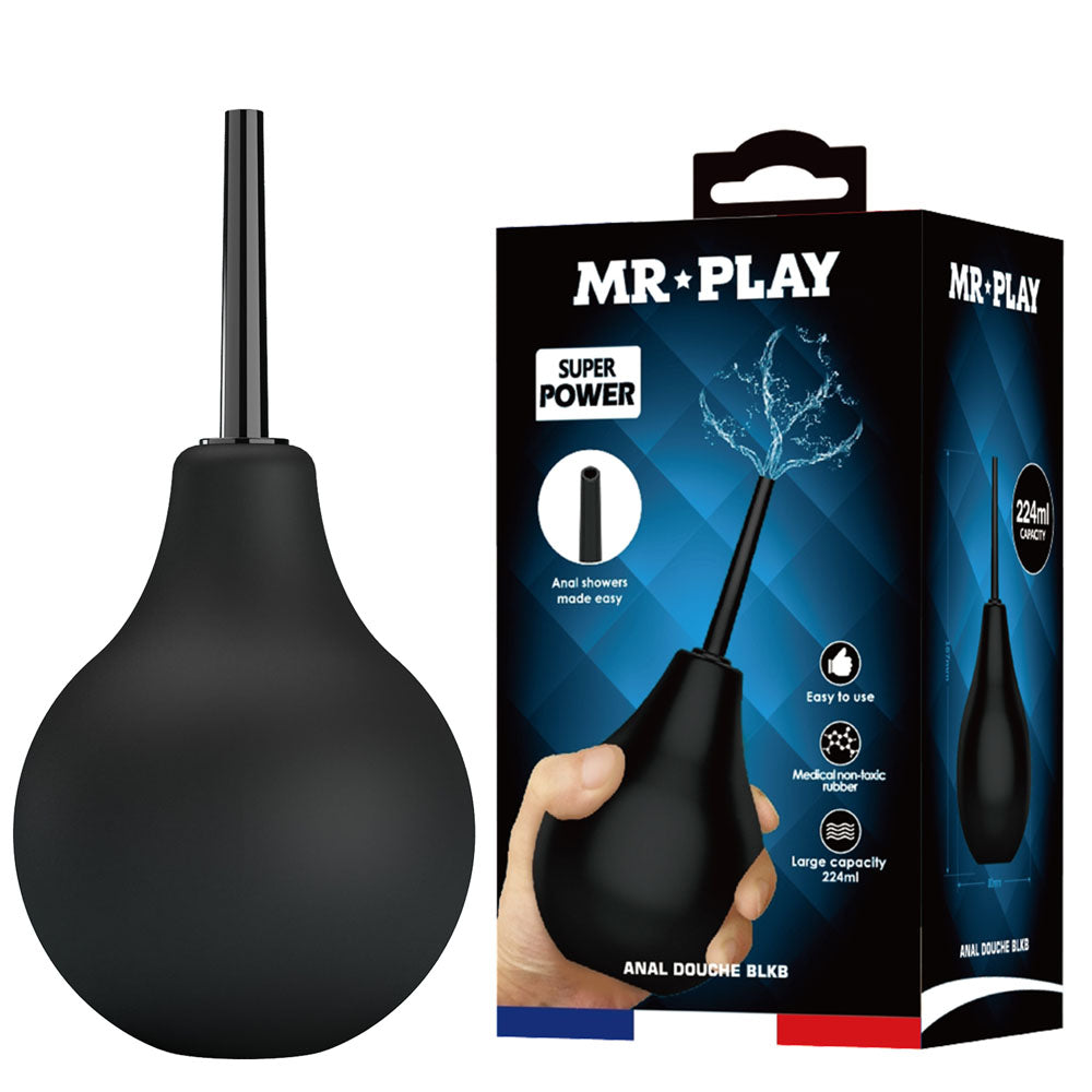 MR PLAY Anal Douche - Black - Black Unisex Douche - 224 ml Capacity - QX-004-MR-1