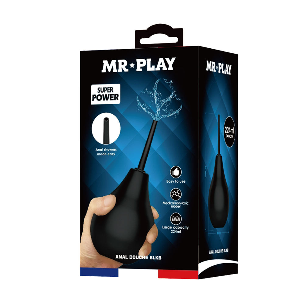 MR PLAY Anal Douche - Black - Black Unisex Douche - 224 ml Capacity - QX-004-MR-1