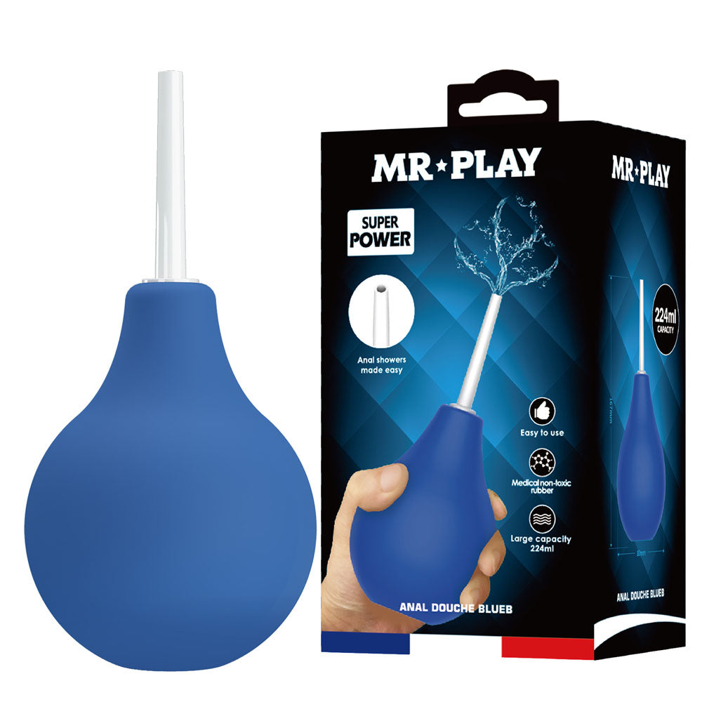 MR PLAY Anal Douche - Blue - Blue Unisex Douche - 224 ml Capacity - QX-004-MR