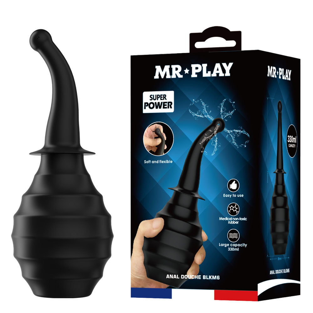 MR PLAY Anal Douche M6 - Black - Black Unisex Douche - 330 ml Capacity - QX-005-MR