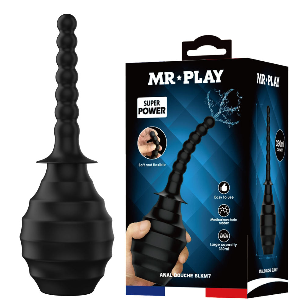 MR PLAY Anal Douche M7 - Black - Black Unisex Douche - 330 ml Capacity - QX-006-MR