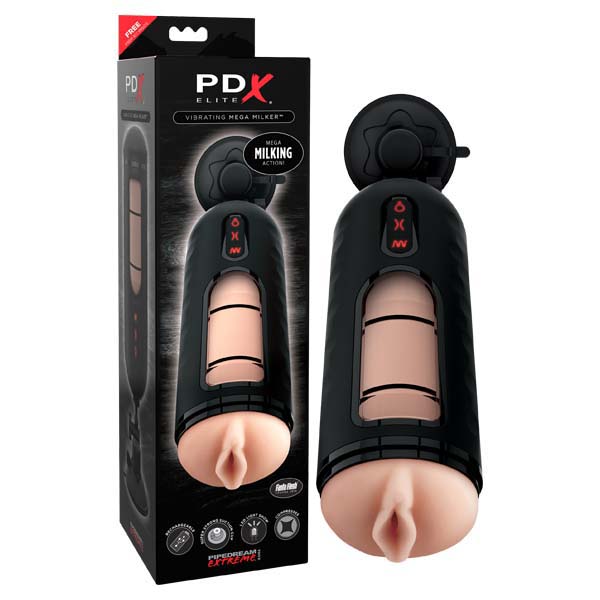 Pipedream Extreme Toyz Elite Vibrating Mega Milker - Flesh USB Rechargeable Powered Stroker - RD525