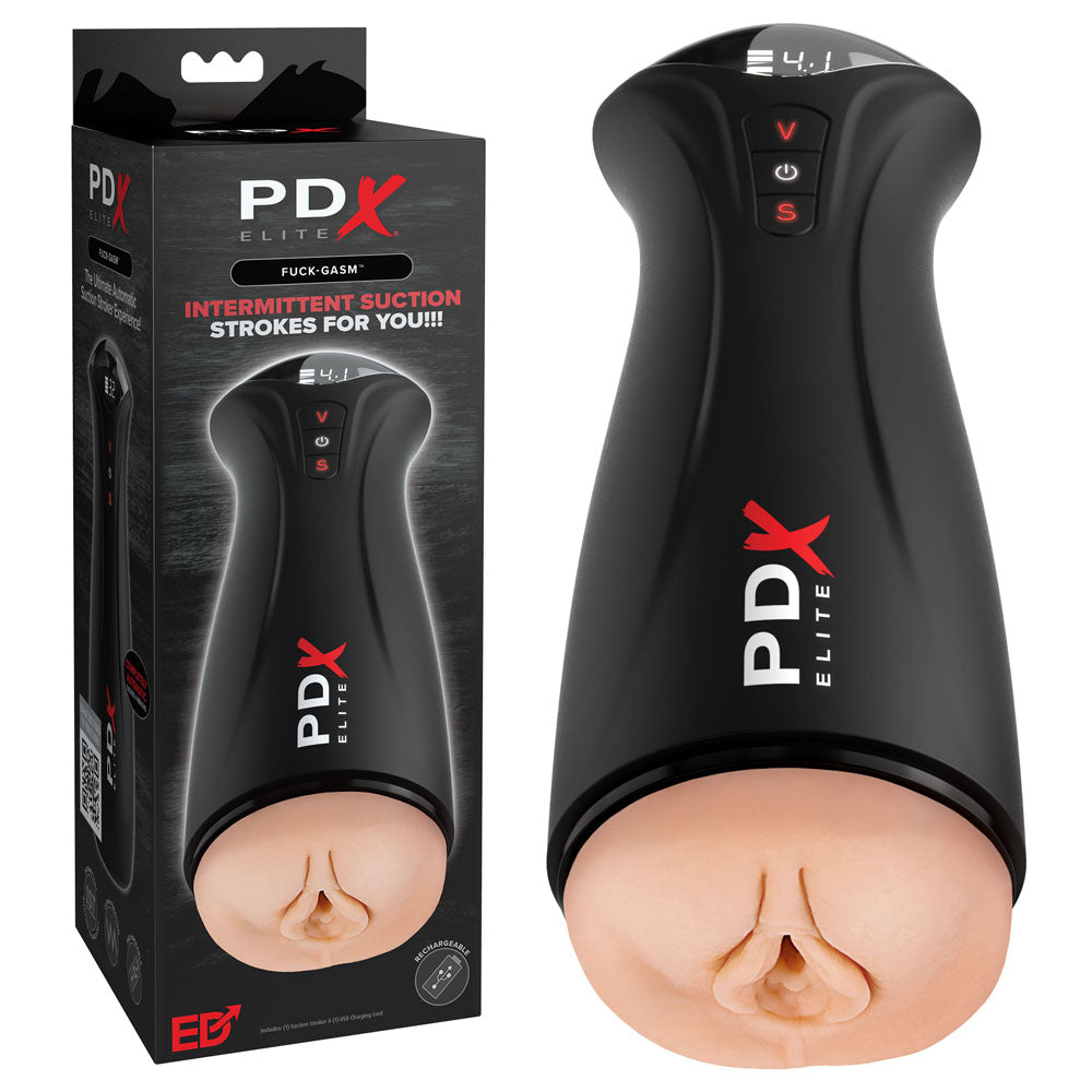 PDX Elite Fuck-Gasm - Flesh - USB Rechargeable Sucking & Vibrating Auto Stroker - RD551-21