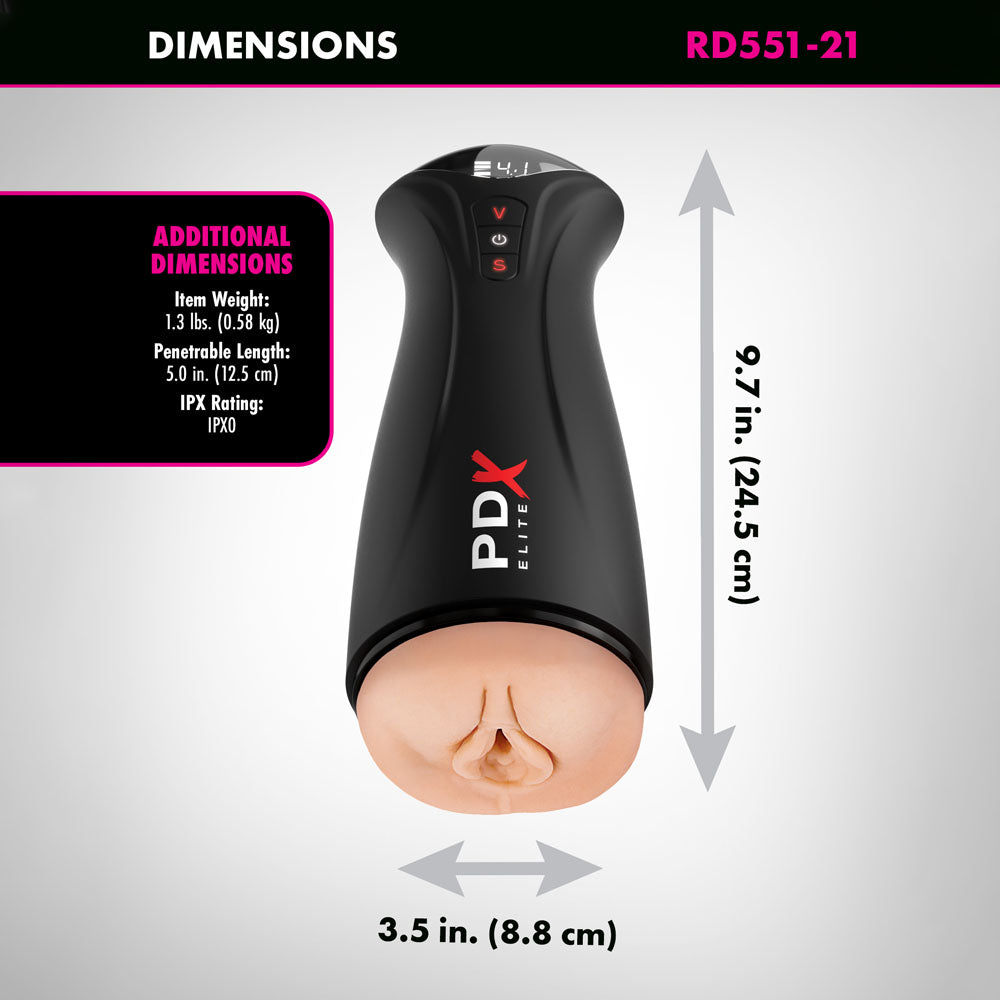 PDX Elite Fuck-Gasm - Flesh - USB Rechargeable Sucking & Vibrating Auto Stroker - RD551-21