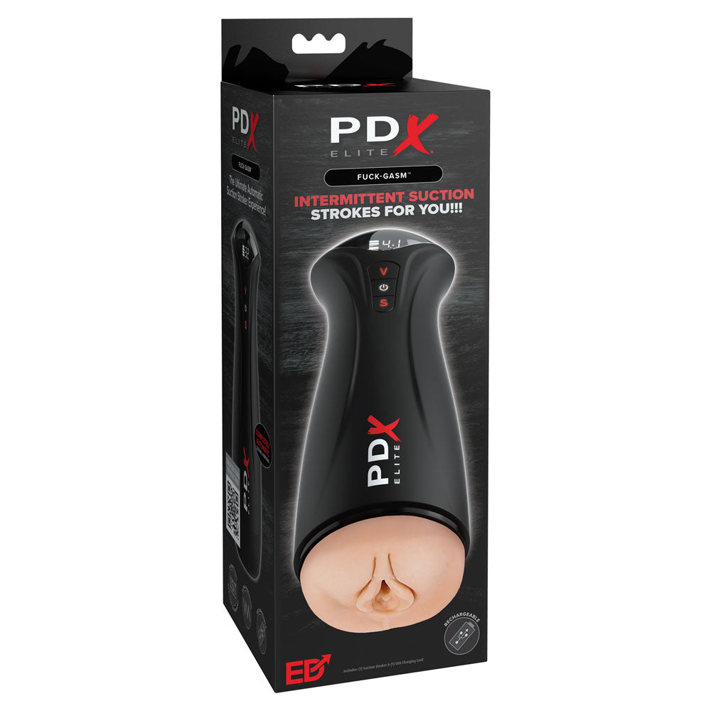 PDX Elite Fuck-Gasm - Flesh - USB Rechargeable Sucking & Vibrating Auto Stroker - RD551-21