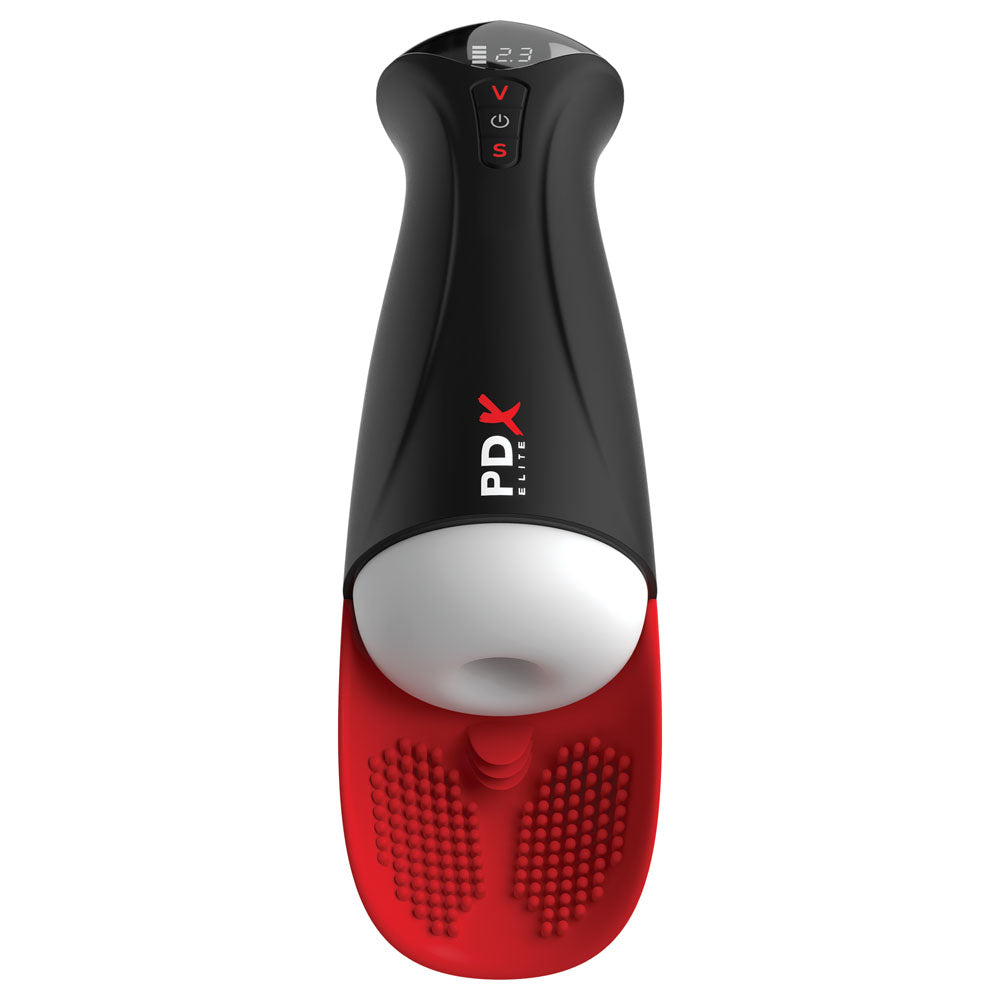 PDX Elite Fap-O-Matic Pro XL - White/Red - White USB Rechargeable Auto Stroker - RD554-20