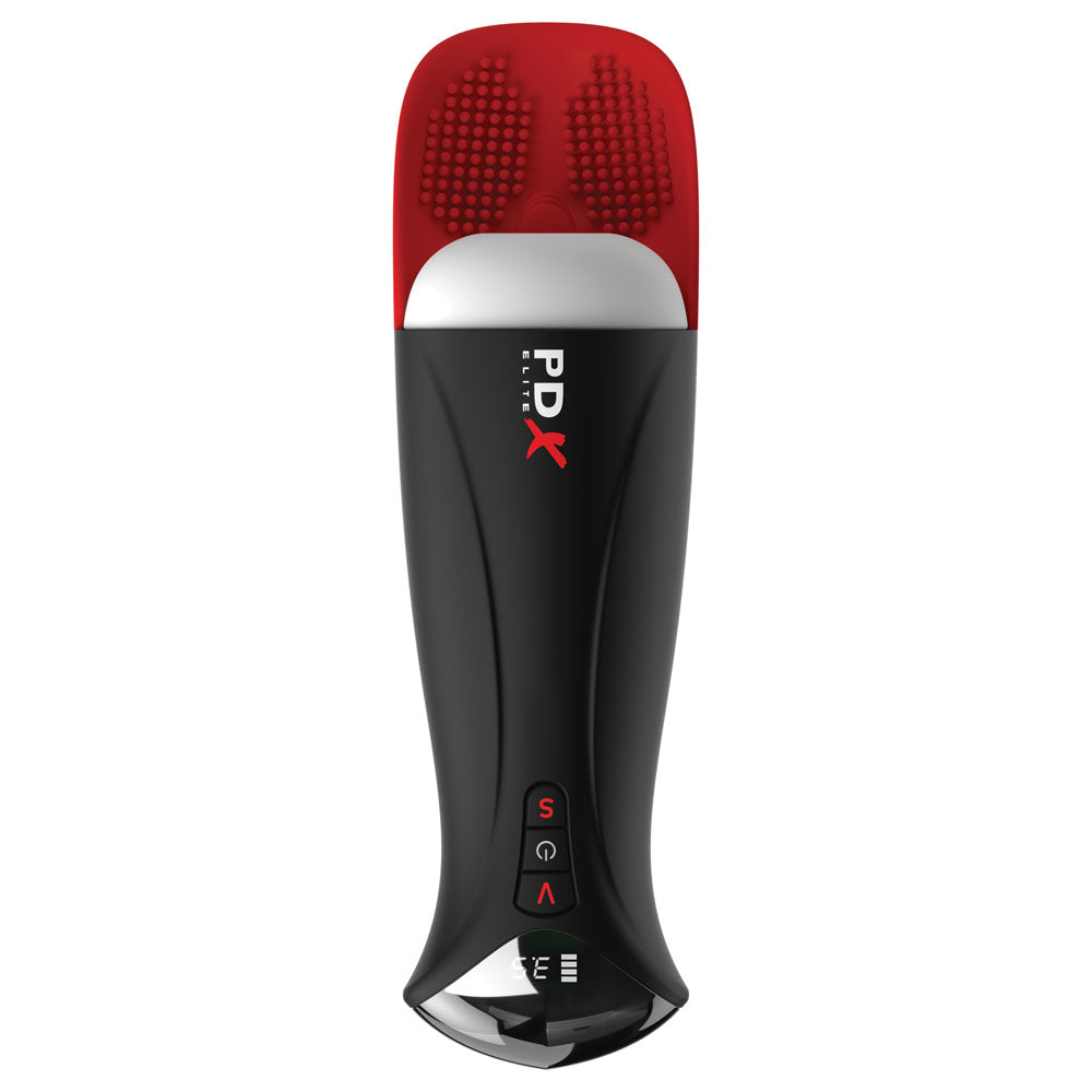 PDX Elite Fap-O-Matic Pro XL - White/Red - White USB Rechargeable Auto Stroker - RD554-20
