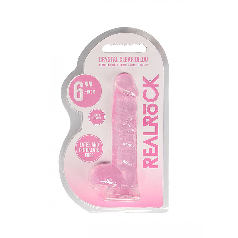 REALROCK 6'' Realistic Dildo With Balls - Pink 15.2 cm Dong - REA090PNK