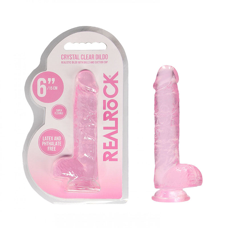 REALROCK 6'' Realistic Dildo With Balls - Pink 15.2 cm Dong - REA090PNK