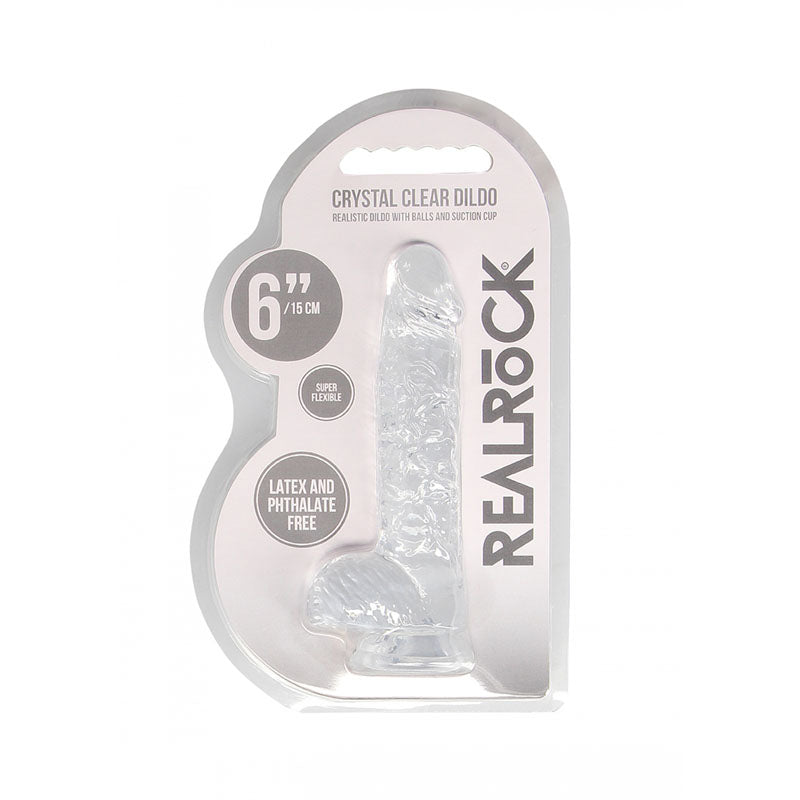 REALROCK 6'' Realistic Dildo With Balls - Clear 15.2 cm Dong - REA090TRA