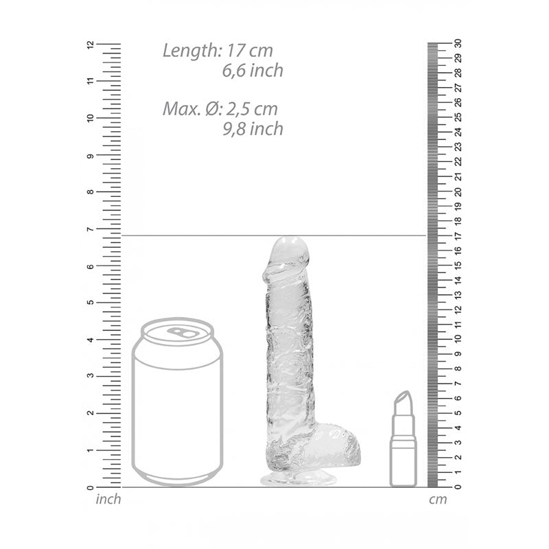 REALROCK 6'' Realistic Dildo With Balls - Clear 15.2 cm Dong - REA090TRA