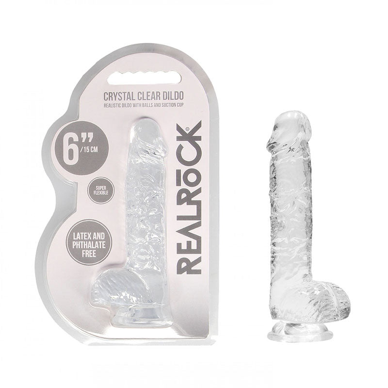 REALROCK 6'' Realistic Dildo With Balls - Clear 15.2 cm Dong - REA090TRA