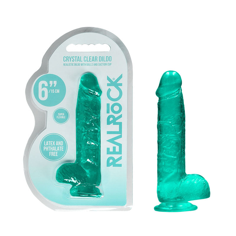 REALROCK 6'' Realistic Dildo With Balls - Turquoise 15.2 cm Dong - REA090TUR