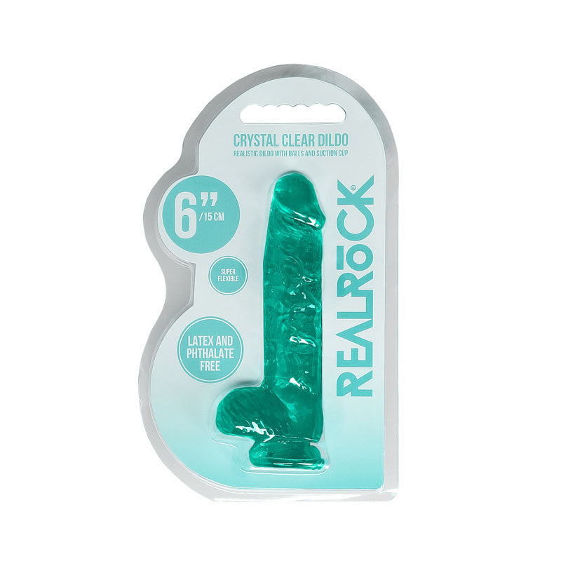REALROCK 6'' Realistic Dildo With Balls - Turquoise 15.2 cm Dong - REA090TUR