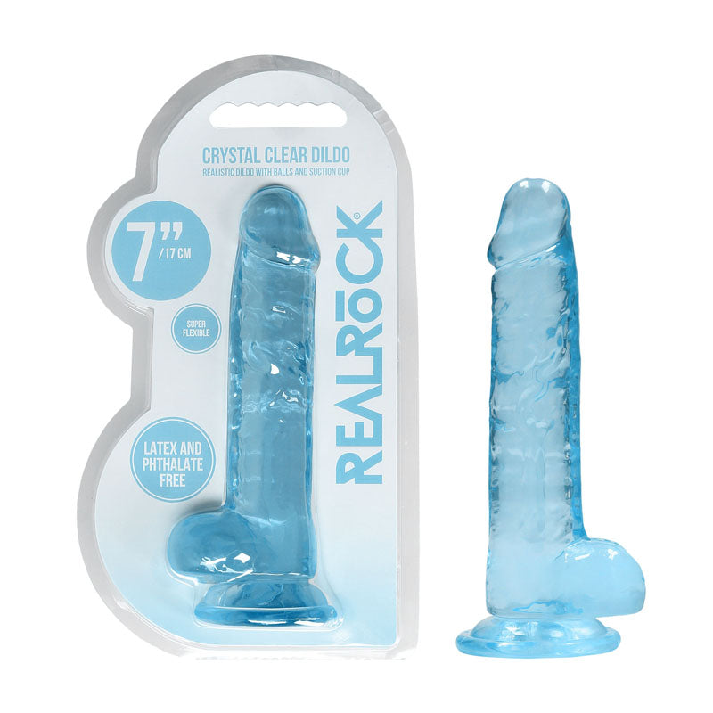 REALROCK 7'' Realistic Dildo With Balls - Blue 17.8 cm Dong - REA091BLU