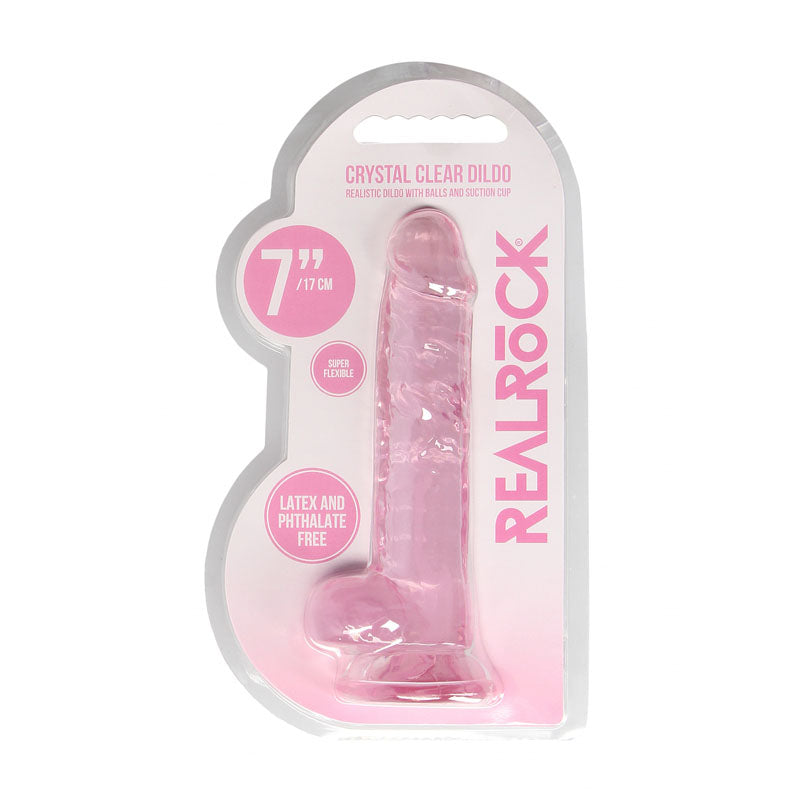 REALROCK 7'' Realistic Dildo With Balls - Pink 17.8 cm Dong - REA091PNK