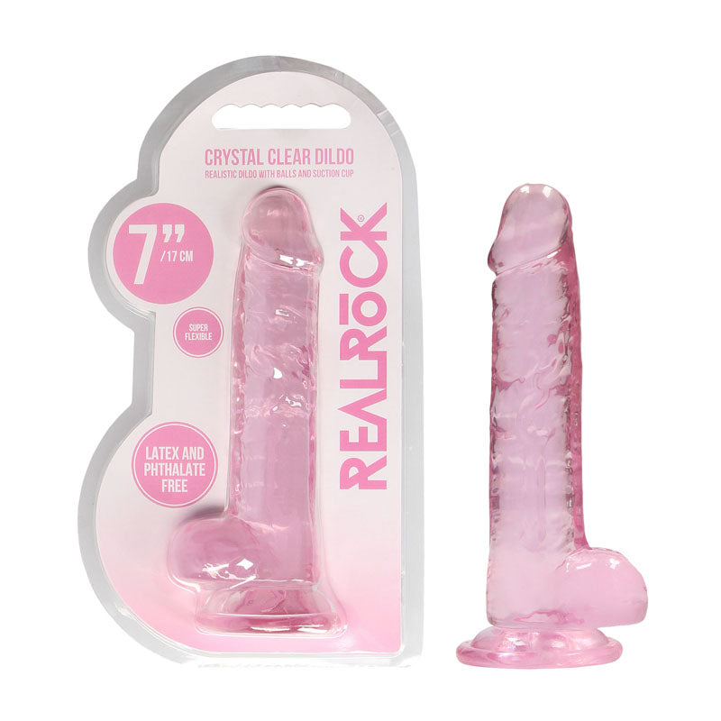 REALROCK 7'' Realistic Dildo With Balls - Pink 17.8 cm Dong - REA091PNK