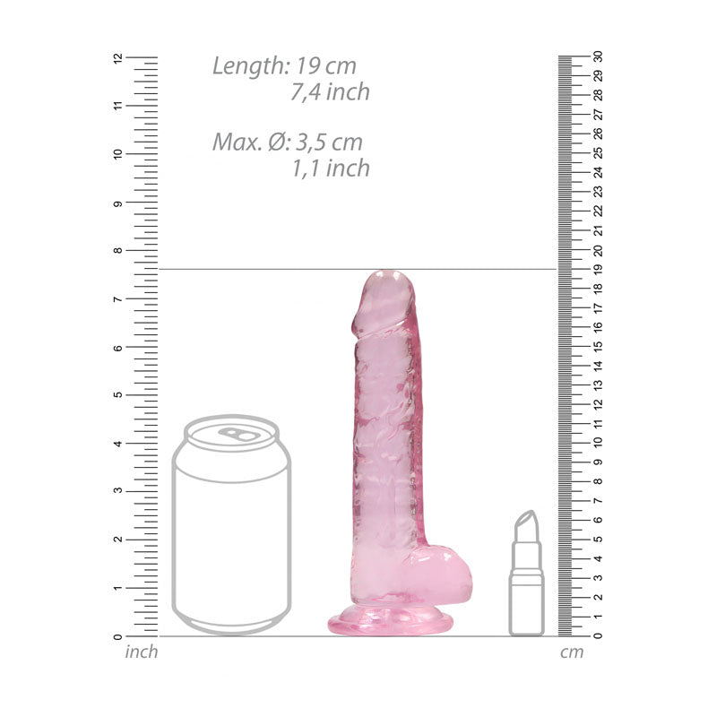 REALROCK 7'' Realistic Dildo With Balls - Pink 17.8 cm Dong - REA091PNK