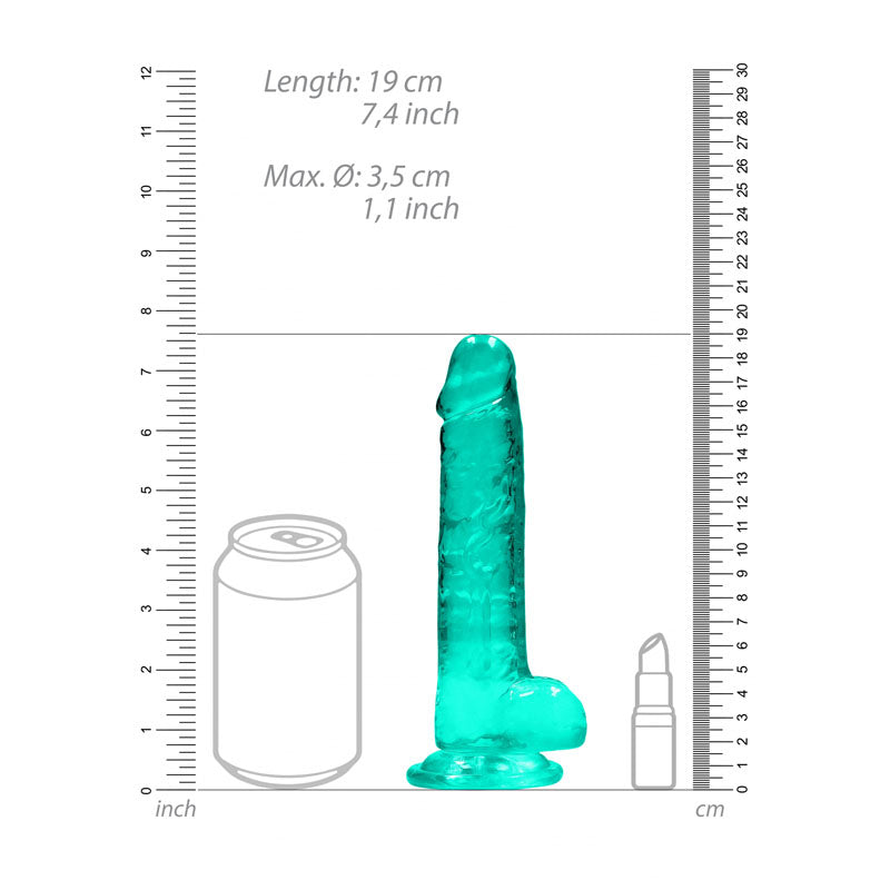 REALROCK 7'' Realistic Dildo With Balls - Turquoise 17.8 cm Dong - REA091TUR