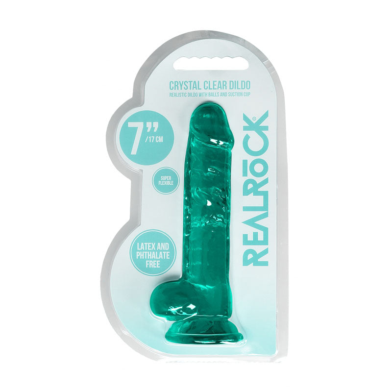 REALROCK 7'' Realistic Dildo With Balls - Turquoise 17.8 cm Dong - REA091TUR
