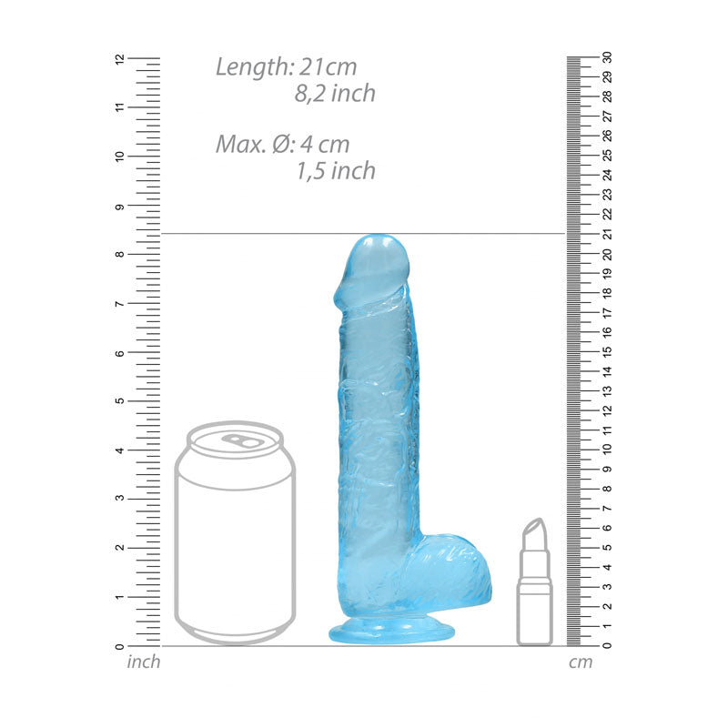 REALROCK 8'' Realistic Dildo With Balls - Blue 20.3 cm Dong - REA092BLU