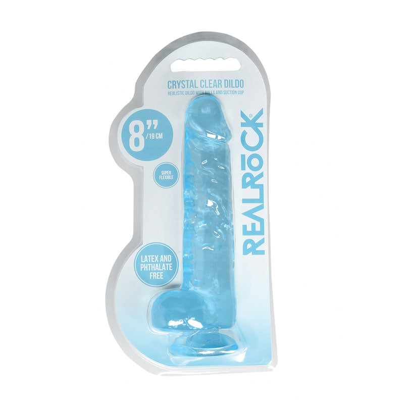 REALROCK 8'' Realistic Dildo With Balls - Blue 20.3 cm Dong - REA092BLU