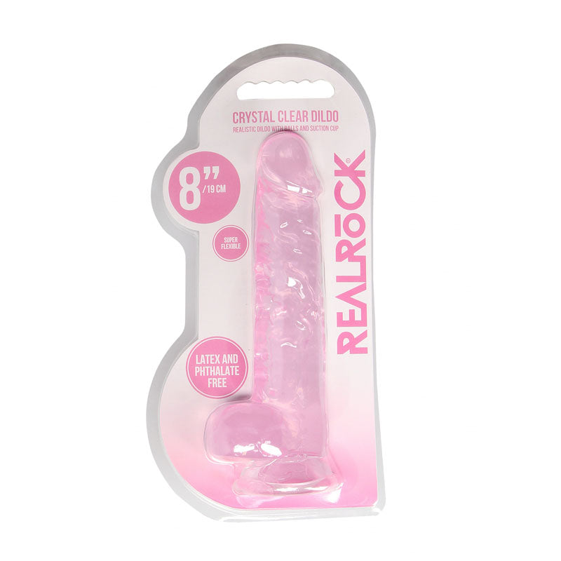 REALROCK 8'' Realistic Dildo With Balls - Pink 20.3 cm Dong - REA092PNK