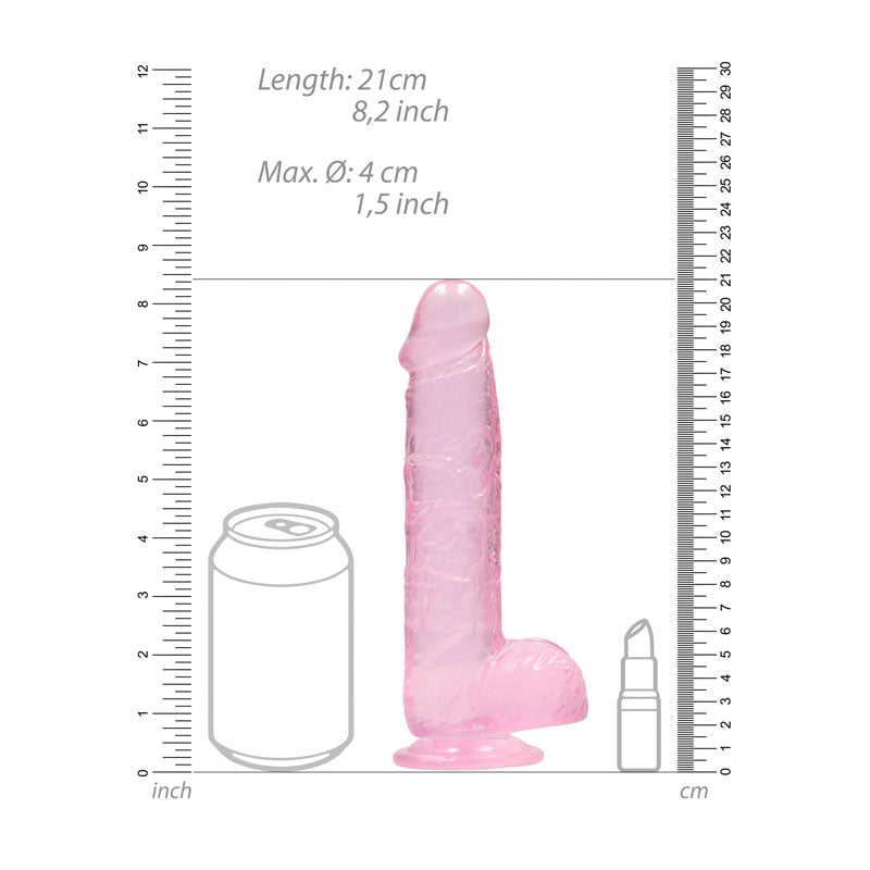 REALROCK 8'' Realistic Dildo With Balls - Pink 20.3 cm Dong - REA092PNK