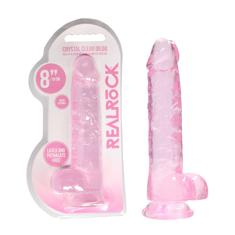 REALROCK 8'' Realistic Dildo With Balls - Pink 20.3 cm Dong - REA092PNK